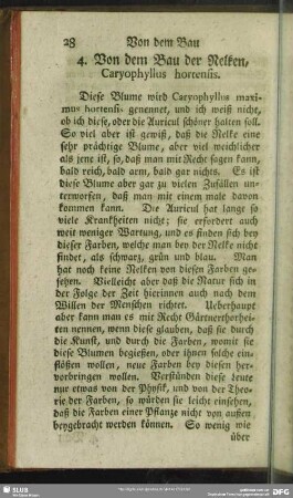 4. Von dem Bau der Nelken, Caryophyllus hortensis