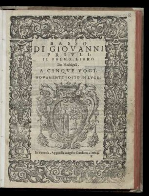 Giovanni Priuli: Il primo libro de madrigali. A cinque voci ... Basso