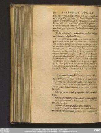 Cap. II. Propositionum divisones ex materiali.