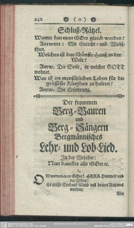 Der frommen Berg-Bauren und Berg-Sängern Bergmännisches Lehr- und Lob-Lied
