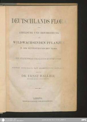 [Textbd.]: Deutschlands Flora oder Abbildung und Beschreibung der wildwachsenden Pflanzen in der mitteleuropäischen Flora : Textbd. [nebst.] Abb.