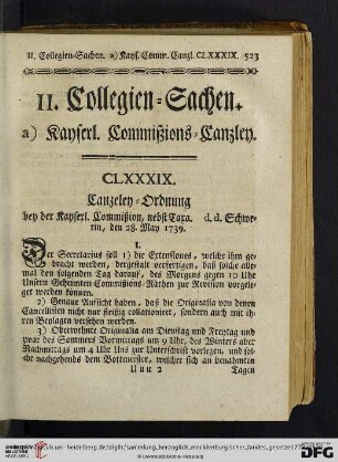 II. Collegien sachen