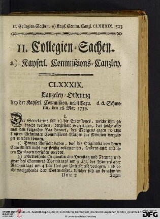 II. Collegien sachen