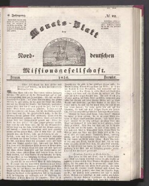 6. Jahrgang. N°. 72. Bremen. 1856. December