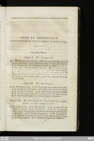 Ordo Et Argumentum Institutionum Theologiae Dogmaticae.