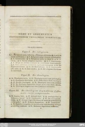 Ordo Et Argumentum Institutionum Theologiae Dogmaticae.
