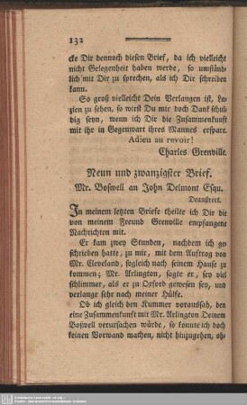 Neun und zwanzigster Brief