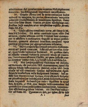 De creatione, potissimum animae rationalis atque huic doctrinae annexis dogmatibus exercitiorum academicorum specimina septem, Specimen 1. De creatione