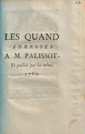 Les Quand Adressés A M. Palissot