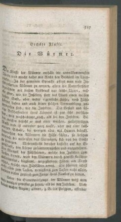 Sechste Klasse. Die Wuermer.