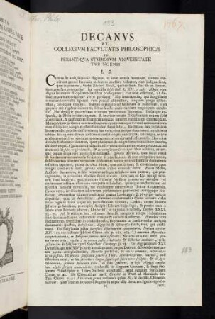 Decanus et Collegium Facultatis Philosophicae ...