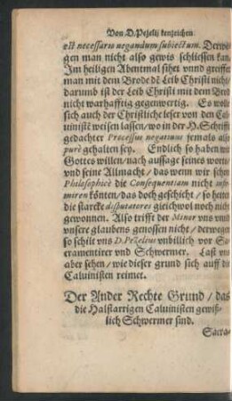 Der Ander Rechte Grundt/ das die Halstarrigen Calvinisten gewißlich Schwermer sind.