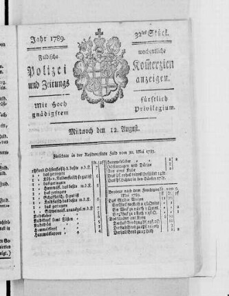 32tes Stück., Ausgabe vom 12. August 1789