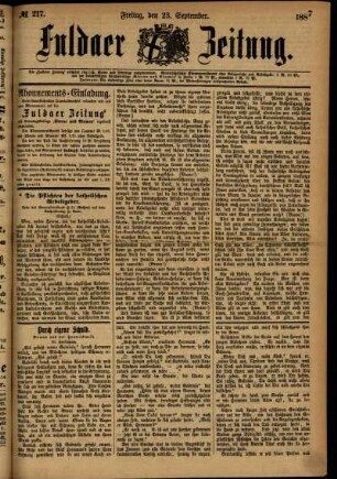 Ausgabe vom Freitag, den 23. September 1887.