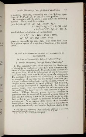 On the mathematical theory of electricity in equilibritum.