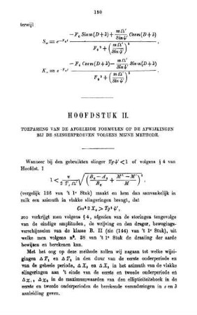 Hoofdstuk II. Toepassing van de afgeleide formulen op de afwijkingen bij de slingerproeven volgens mijne methode.