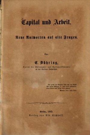 Capital und Arbeit : Neue Antworten auf alte Fragen