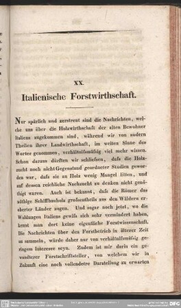 XX. Italienische Forstwirthschaft
