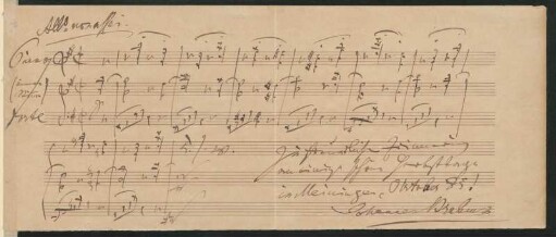 Albumblatt mit den Anfangstakten der 4. Sinfonie