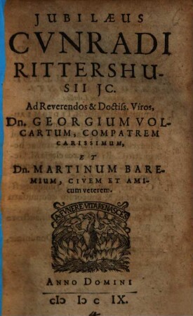 Jubilaeus Cvnradi Rittershusii JC.