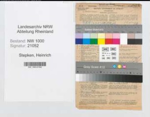 Entnazifizierung Heinrich Stepken, geb. 10.06.1910 (Verw.Angest.)