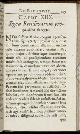Caput XIIX. Signa Recidivarum prognostica.