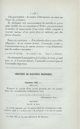 Solutions de questions proposées.