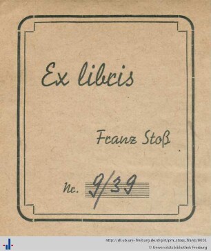Exlibris (Aus: UB Freiburg, TM 2019/586).