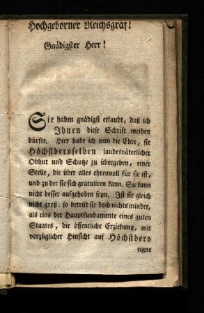 Hochgeborner Reichsgraf! Gnädiger Herr!