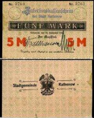Rathenow, Notgeld, 5 Mark