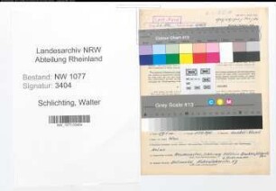 Entnazifizierung Walter Schlichting , geb. 16.02.1909 (Polizist)