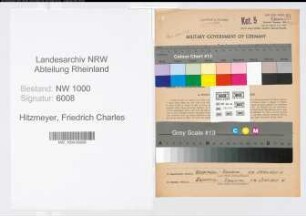Entnazifizierung Friedrich Charles Hitzmeyer, geb. 12.04.1903 (Verw.Referent)