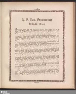 H. R. Marx, Seifhennersdorf, Mechanische Weberei