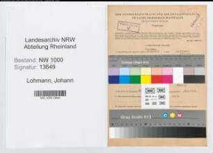Entnazifizierung Johann Lohmann, geb. 20.09.1891 (Baufuehrer)