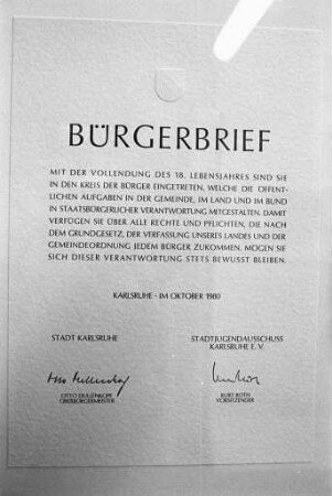 Ausstellung des Stadtarchivs Karlsruhe "Acht Jahrhunderte Stadtgeschichte" im Prinz-Max-Palais