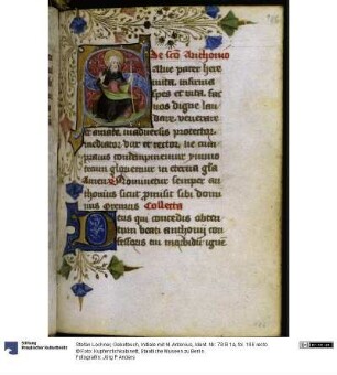 Gebetbuch, Initiale mit hl. Antonius