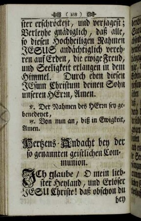 Hertzens-Andacht bey der so genannten geistlichen Communion.