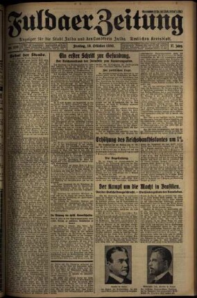 Erste Ausgabe vom Freitag, den 10. Oktober 1930.