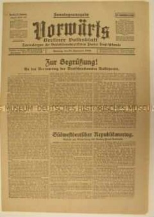 Zentralorgan der SPD "Vorwärts" zum Vertretertag (Parteitag) der Deutschnationalen Volkspartei