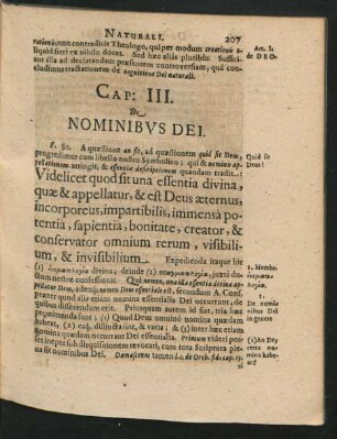 Cap. III. De Nominibus Dei.
