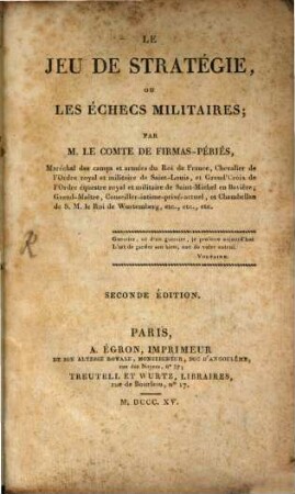 Le Jeu de Stratégie ou les échees militaires
