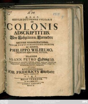 Scopvlos Doctrinae Vvlgaris De Colonis Adscriptitiis