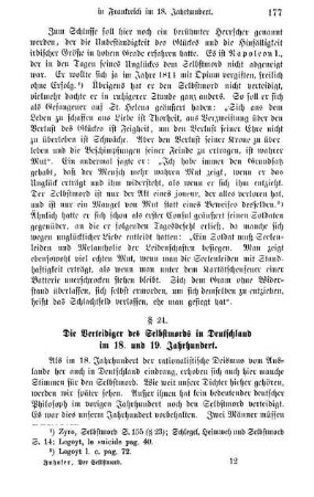 § 24. Die Verteidiger des Selbstmords in Deutschland im 18. und 19. Jahrhundert.