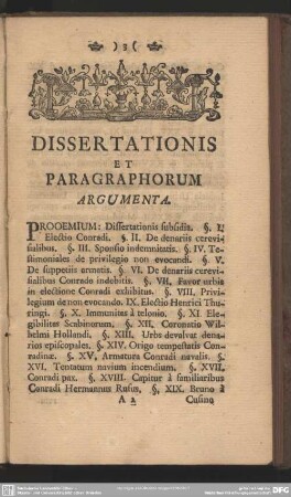 Dissertationis Et Paragraphorum Argumenta