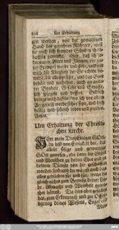 Um Erhaltung der Christlichen Kirche.