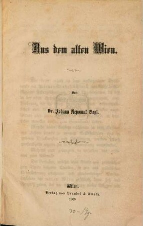 Aus dem alten Wien