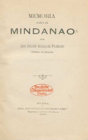 Memoria acerca de Mindanao