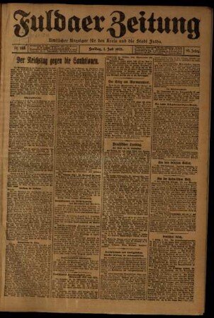 Erste Ausgabe vom Freitag, den 01. Juli 1921.