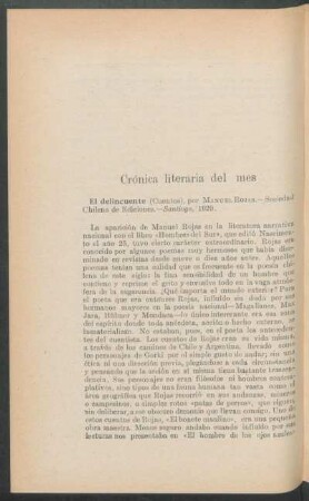 Crónica literaria del mes