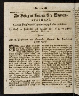 274-280, Am Festtag des Heiligen Erz-Märtyrers Stephani
